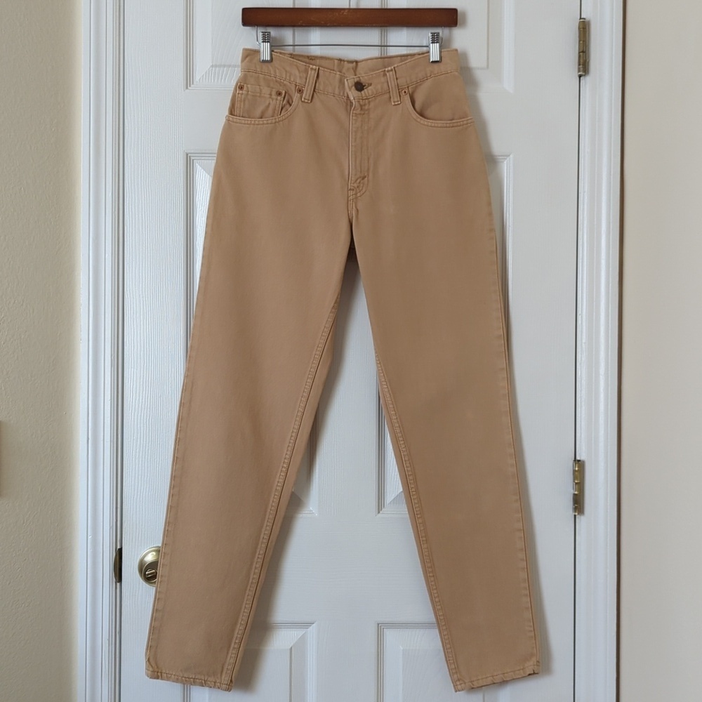 Levi's 90's Vintage 550 Classic High Waisted Relaxed Fit Tapered Leg Jeans Tan 9
